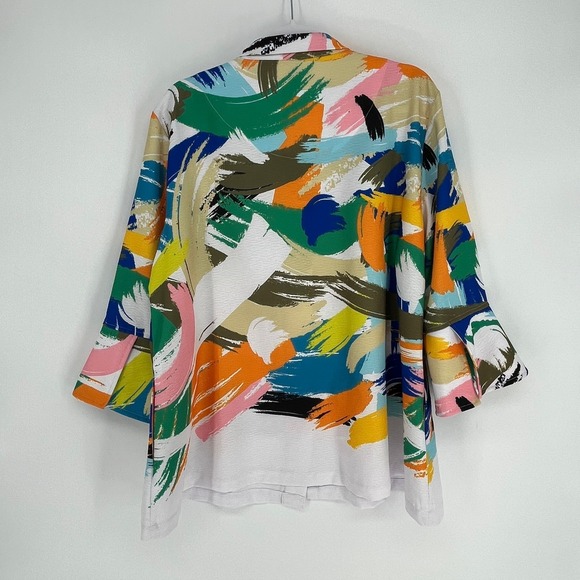 Ali Miles XL Abstract Multicolor Button Front Jacket Top Career Art Print - Picture 7 of 8